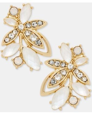 Lonna & Lilly Pave Stone Leaf Stud Earrings - Metallic