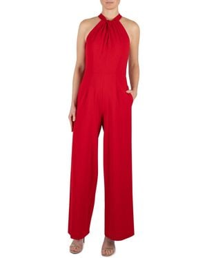 Julia Jordan Twist-front Halter Jumpsuit - Red