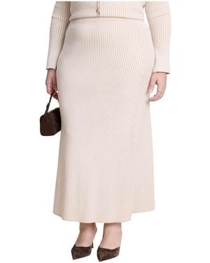 Eloquii Ribbed Sweater Trumpet Maxi Skirt - Natural