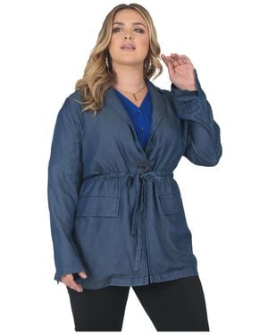 Standards & Practices Plus Size Denim Trenchcoat - Blue