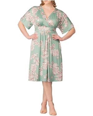 Kiyonna Plus Size Gia A-line Midi Dress - Green