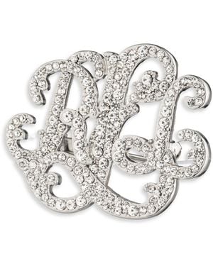 Ralph Lauren Crystal Stone Script Pin - White