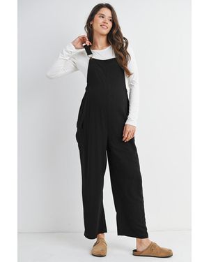 Hello Miss Maternity Straight Leg Adjustable Overalls - Black