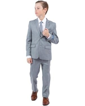 Perry Ellis Big Boys 5 Piece Sharkskin Suit - Blue