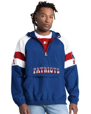 Starter Royal New England Patriots Street Cut Retro Logo Half-zip Jacket - Blue