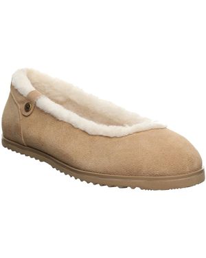 BEARPAW Delphi Faux Fur Trim Ballet Flats - Natural