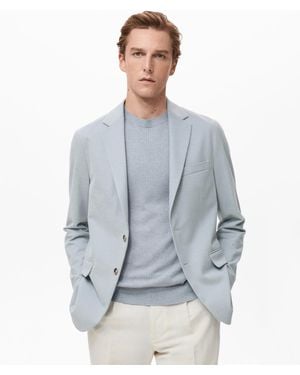 Mango Verner Slim Fit Cotton Blazer - Blue