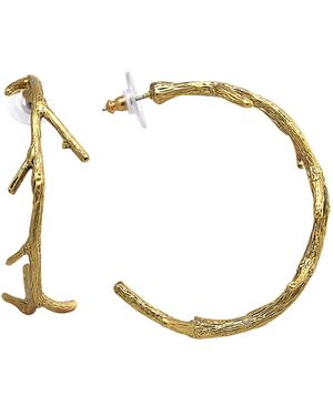 1928 T.r.u. By Matte 14 K Dipped Large Tree Branch Hoop Earring - Metallic