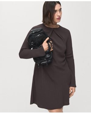 Mango Draped Neck Long-sleeved Dress - Black