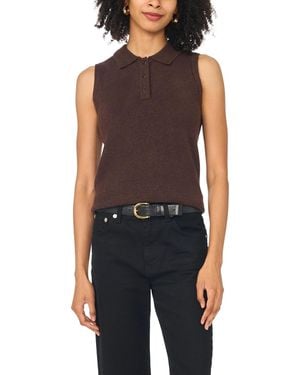 1.STATE Sleeveless Polo Fitted Sweater - Black