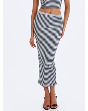 Miss Circle Westlyn High-waisted Striped Maxi Skirt - Blue