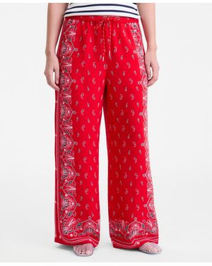 On 34th Bandana-print Wide-leg Pull-on Pants - Red