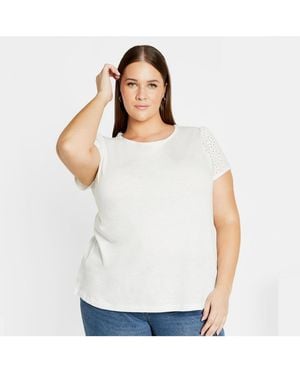 City Chic Plus Size Linny Top - White