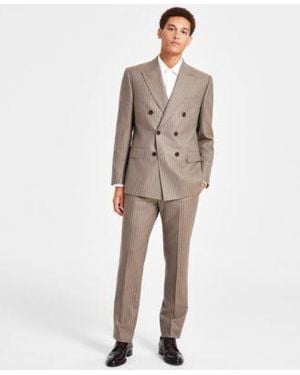 Brooks Brothers B By Men Classic Fit Wool Blend Double Breasted Suit Separates - Natural