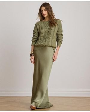 Ralph Lauren A Line Charmeuse Maxi Skirt - Green