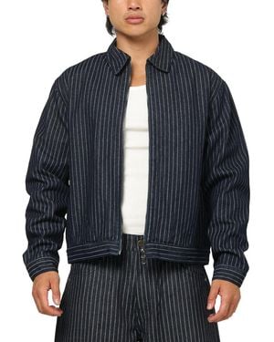 carre Lockout Pinstripe Canvas Zip-front Jacket - Blue