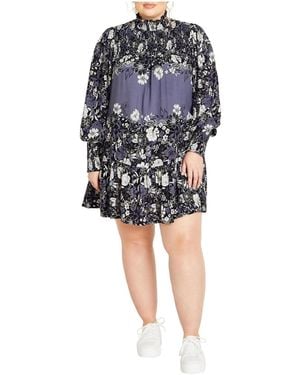 City Chic Plus Size Cassia Placement Dress - Blue
