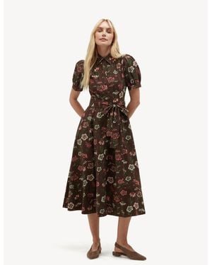 Hobbs Carly Fit Flare Midi Dress - Brown