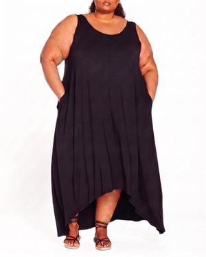 UNIVERSAL STANDARD Plus Size Athena Divine Sleeveless A-line Hi-low Hemline Dress - Blue