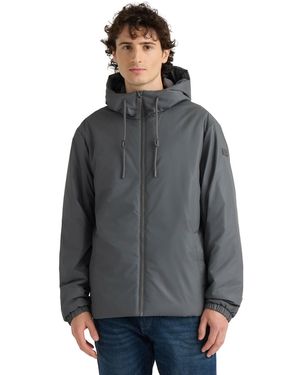 HUNTER Liam Zipper Front Hooded Rain Jacket - Gray