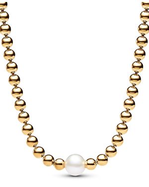 PANDORA 14k -plated Treated Freshwater Cultured Pearl Beads Collier Necklace - Metallic