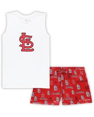 Concepts Sport White/red St. Louis Cardinals Plus Size Tank Top Shorts Sleep Set