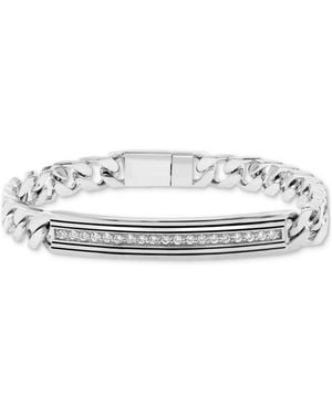 Effy Effy Zircon Horizontal Bar Cuban Chain Link Bracelet (7/8 Ct. T.w. - Metallic