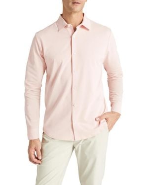 Level 7 Office-leisure Collection Dry Tech Oxford Seamless Long Sleeve Shirt - Natural