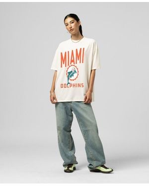 Mitchell & Ness Miami Dolphins Logo Rise Boyfriend T-shirt - Gray