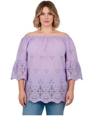 Avenue Plus Size Convertible Eyelet Tunic - Purple