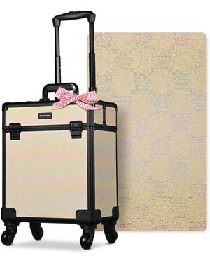 Byootique Rolling Makeup Train Case Cosmetic Trolley Organizer Blush Forgetmenot - Black