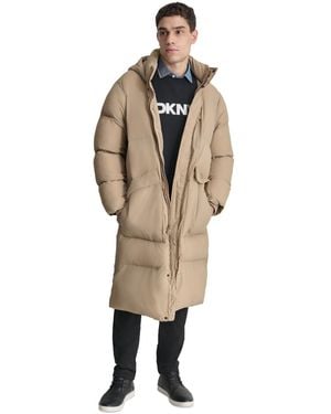 DKNY Quilted Hooded Duffle Parka - Natural