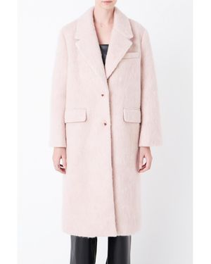 Grey Lab Oversize Single-breasted Long Coat - Pink