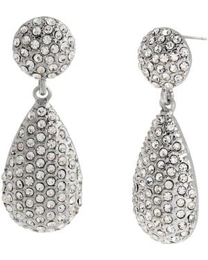 Steve Madden Glass Boho Pave Double Drop Dangle Earrings - White