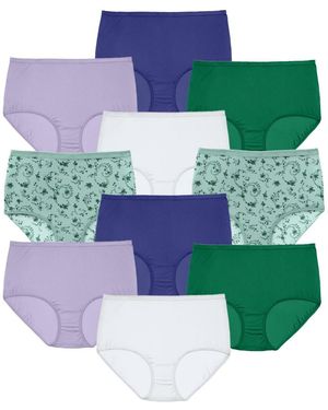 Comfort Choice Plus Size Full Coverage Nylon Brief 10-pack - Green