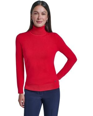 Tommy Hilfiger Fitted Long-sleeve Turtleneck Sweater - Red