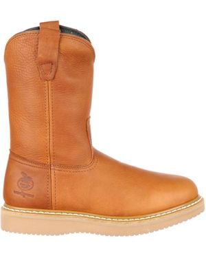 Georgia Boot Wedge Steel Toe Pull On Work Boot - Brown