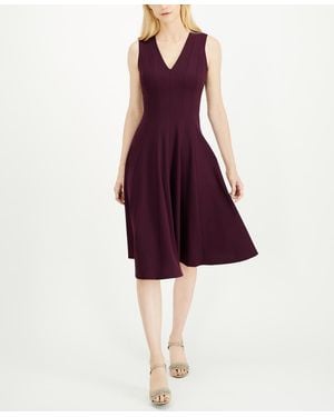 Calvin Klein V-neck Midi Dress - Purple