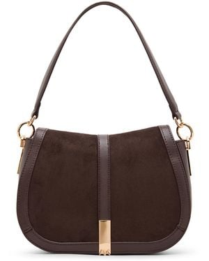 Anne Klein Saddle Flap Medium Convertible Shoulder Handbag - Brown