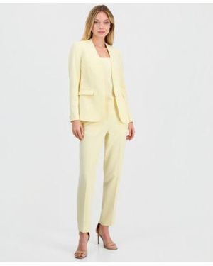 BarIII Bi Stretch Collarless Open Front Blazer Scoop Neck Camisole Bi Stretch Straight Leg Dress Pants Macys Exclusive - Green