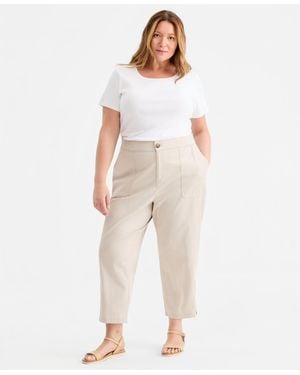 Style & Co. Plus Size Cropped Taper Pants - Natural