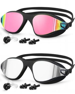 Gnuadz 2 Piece Swimming goggles Anti Fog Uv Protection - Pink