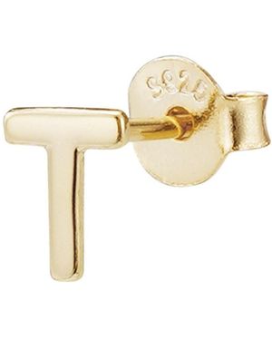 Adornia Fine 14k Gold Vermeil .925 Sterling Silver Single Initial Stud Earring - White