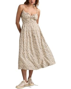Lucky Brand Smocked-waist Floral Midi Dress - Natural
