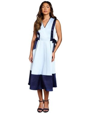 Coast Bow Satin Midi Dress - Blue