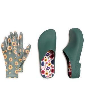 Muk Luks Garden Clog And Glove Set - Green
