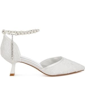 Rag & Co Laika Lace Kitten Heel Sandals - White