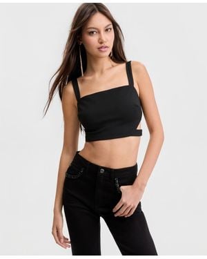 Guess Koryn Cropped Ponte Cage-back Top - Black