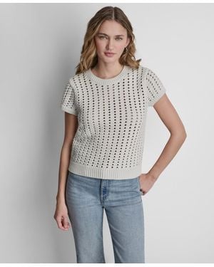 DKNY Short-sleeve Crewneck Sweater - Gray