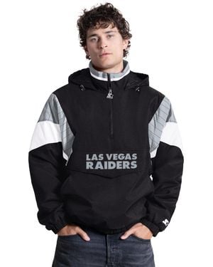 Starter Black Las Vegas Raiders The Throwback Half-zip Hooded Jacket